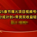 2025春节爆火项目视频号祝福，分成计划+带货双收益，轻松日入多张