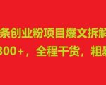 今日头条创业粉项目爆文拆解，日均引流300+，全程干货，粗暴好用