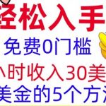 免费撸美刀的5个方法，1小时收入30美刀，0门槛，轻松入手