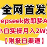 用deepseek做即梦Ai拉新 小白实操月入过W+【附报白渠道】