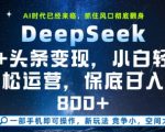 DeepSeek+头条变现，保姆级教学，小白轻松上手，日入8张+【揭秘】