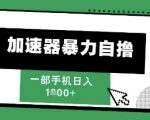 2025新风口，加速器暴力自撸，单机日入1k+【揭秘】