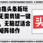暴力撸头条最新玩法，无需剪辑一键转发