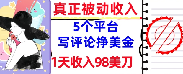 写评论挣美金的5个平台，1天收入98美刀，0门槛，真正被动收入