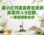 靠小红书卖养生资料实现月入5位数，一条视频教会你