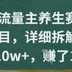公众号流量主养生赛道挣钱副业项目，详细拆解，单篇阅读10w+