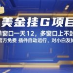 美金挂G项目，单窗口一天12，多窗口上不封顶，官方免费插件自动运行，对小白友好【揭秘】