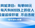 同城项目每单88米每天有8张以上的收入流量超级好做不会违规