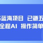 小红书蓝海项目，全程AI，操作简单，已挣五位数
