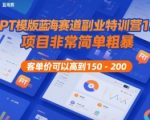 PPT模版蓝海赛道副业特训营1.0，项目非常简单粗暴，客单价可以高到150-200