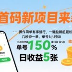首码新项目来袭，操作简单有手就行，一键拉新超轻松，单号1小时50，小项目也能日收益5张【揭秘】