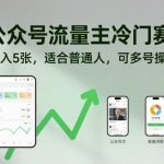 公众号流量主冷门赛道，日入5张，适合普通人，可多号操作