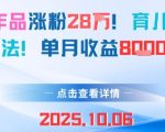 18条作品涨粉28W,育儿赛道新玩法,单月收益8k 18条作品涨粉28W,育儿赛道新玩法,单月收益8k