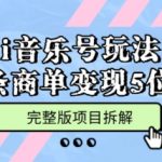 Ai音乐号玩法，多平台几十万粉，一条商单变现5位数，完整版项目拆解