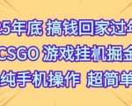 25年底搞钱回家过年，CSGO游戏挂G掘金，纯手机操作超简单【揭秘】
