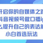 开启你的自媒体之路，抖音视频号做口播ip，怎么提升自己的表达能力，小白首选玩法