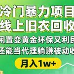 冷门暴力项目，线上旧衣回收，闲置变黄金环保又利民，还能当代理躺賺被动收入，变现+精准引流全流程