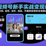 视频号新手实战变现课，从认知、起号、话术、选品、开播到投放的全链路运营