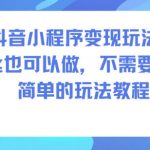 抖音小程序变现玩法，0粉丝也可以做，不需要成本，简单的玩法教程