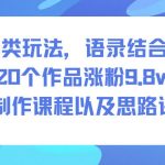 创意类玩法，语录结合道士，20个作品涨粉9.8w，制作课程以及思路讲解