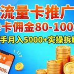流量卡推广，单卡佣金80-100，新手月入5k+实操拆解！