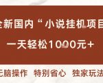 全新国内小说挂G项目，多窗口无脑跑，一天轻松1k+，特别省心【揭秘】