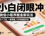 微信小程序掘金新玩法，日入几张，一看就懂，5分钟就能学会，小白闭眼冲【揭秘】