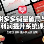 拼多多销量破局与利润提升系统课，全维度讲解拼多多运营逻辑