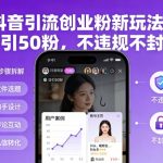 抖音引流创业粉新玩法，日引50粉，不违规不封号