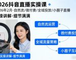 2026抖音直播实操课2026年2月，自然流、微付费、全域投放、小圈子直播，实操讲解，细节满满