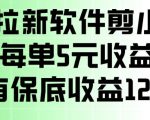 最新拉新软件剪小映，除了每单5米收益外还有保底收益128，一部手机轻松賺钱