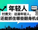 付费文：这届年轻人，还能抓住哪些翻身机会（一）（二）