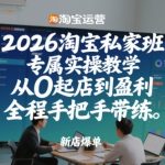 2026淘宝私家班：专属实操教学，从0起店到盈利，全程手把手带练（更新）