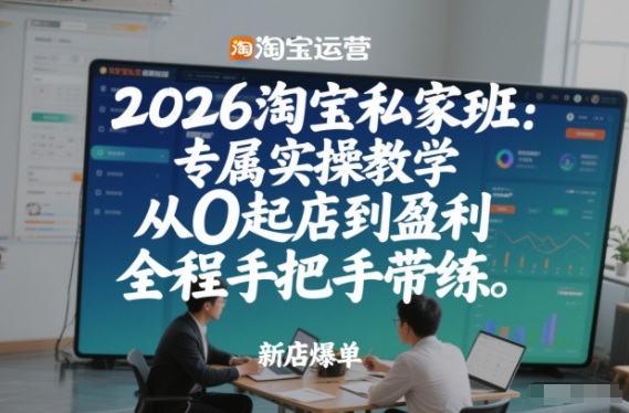 2026淘宝私家班：专属实操教学，从0起店到盈利，全程手把手带练（更新）