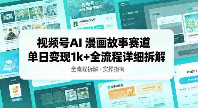 视频号AI漫画故事赛道单日变现1k+全流程详细拆解