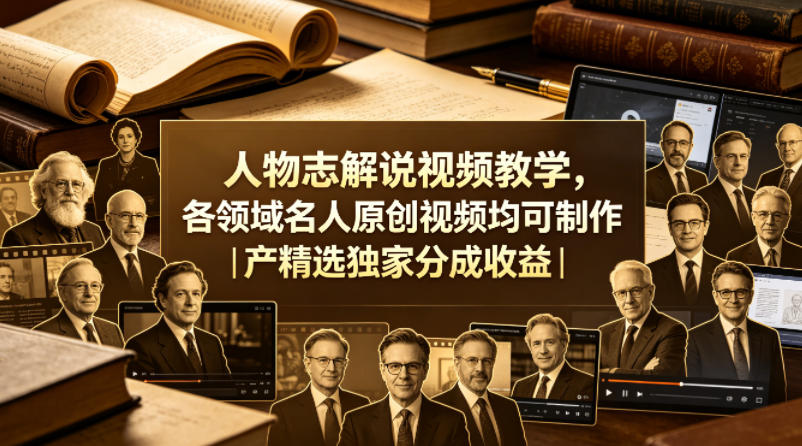 人物志解说视频教学，各领域名人原创视频均可制作丨精选独家分成收益