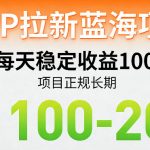 APP拉新蓝海项目，亲测每天稳定收益100-200，项目正规长期