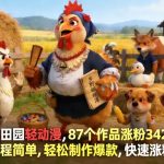 爆款田园轻动漫，87个作品涨粉342W，制作流程简单，轻松制作爆款，快速涨粉变现