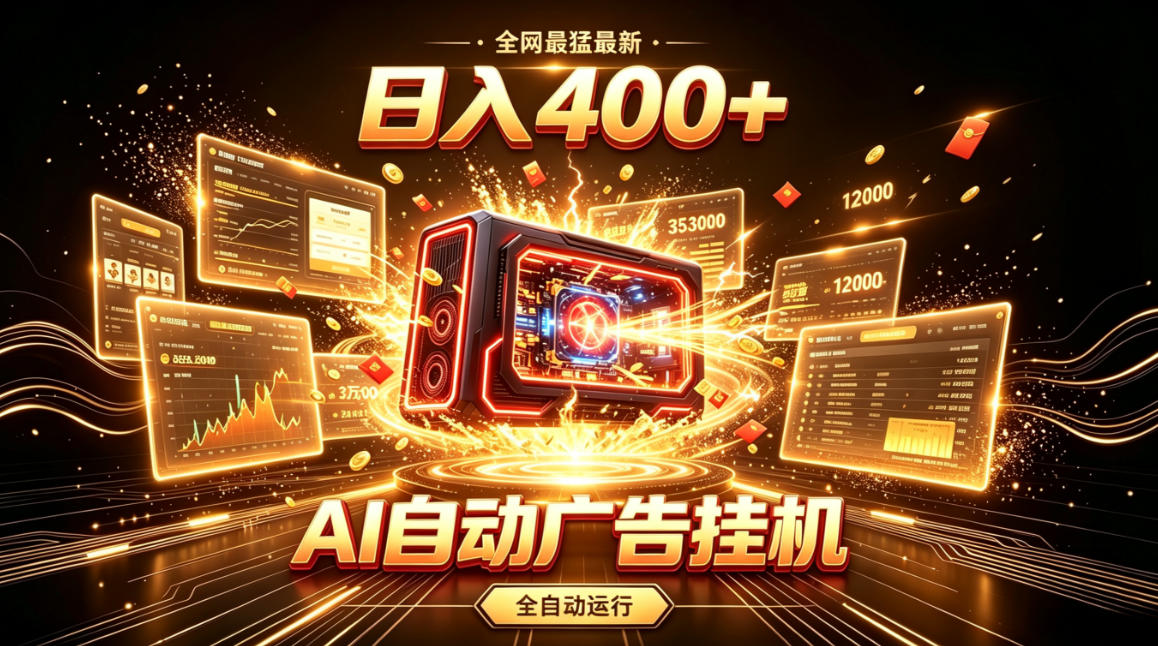 全网最猛最新的AI自动广告挂G,狠收益日入400+,真正做到躺賺式变现【揭秘】