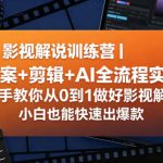 影视解说训练营｜文案+剪辑+AI全流程实操，把手教你从0到1做好影视解说，小白也能快速出爆款