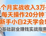 4个月实战收入3W+，每天操作20分钟，新手小白2天学会【揭秘】