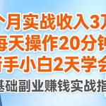 4个月实战收入3W+，每天操作20分钟，新手小白2天学会【揭秘】