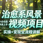 治愈系风景视频项目拆解，小白也能快速上手，实操+变现全流程讲解
