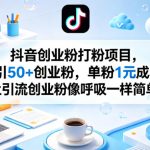 抖音创业粉打粉项目，日引50+创业粉，单粉1元成本，让引流创业粉像呼吸一样简单