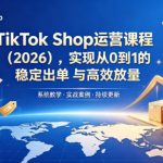 TikTok Shop运营课程（2026），实现从0到1的稳定出单与高效放量