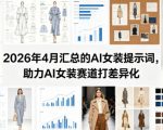 2026年4月汇总的AI女装提示词，助力AI女装赛道打差异化