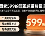外面卖599的短视频带货投流课：从千川起号到爆款起量，全套好物投流打品实战玩法