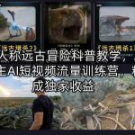 AI第一人称远古冒险科普教学，290W粉丝博主AI短视频流量训练营，精选分成独家收益