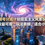视频号分成计划现实主义风景玩法，收益可观，玩法新鲜，适合小白