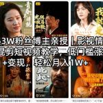 抖音53W粉丝博主亲授｜影视情绪共鸣混剪短视频教学，低门槛涨粉+变现，轻松月入1W+